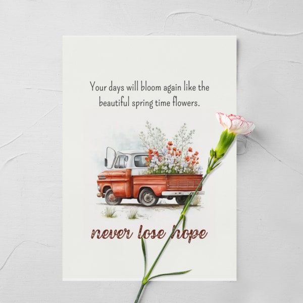 Printable Never Lose Hope Greeting Card | Christian Encouragement Note | Strength Prayer Digital Download | Divorce/Accident/Miscarriage Ca