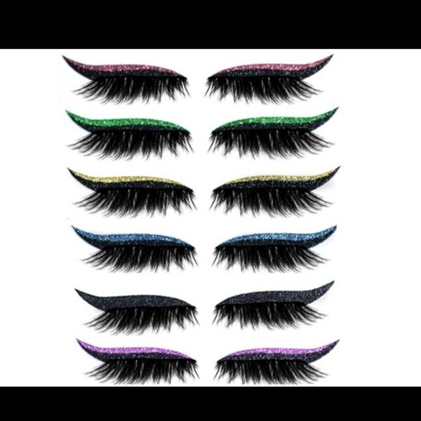 Four pair of 3D self Adhesive Eyelashes with coloured eyeliner