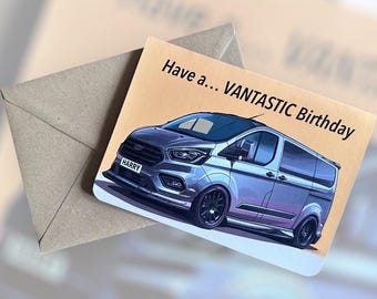 Tarjeta de cumpleaños personalizada para furgoneta. Tarjeta de cumpleaños personalizada para transporte público. Regalo para un amigo. Regalo para tu novio. Regalo para los amantes de las furgonetas.