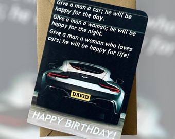 Personalised Registration Aston Martin Birthday Card Aston Martin Birthday Card Funny Aston Martin Birthday Card Aston Martin Gift