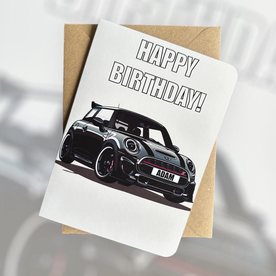 Personalised JCW Mini Cooper Birthday Card Mini Cooper Birthday