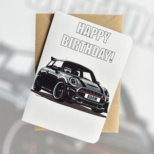 Carte d'anniversaire JCW Mini Cooper personnalisée Carte d'anniversaire Mini Cooper Carte d'anniversaire mini voiture Carte d'anniversaire JCW Mini Cooper Carte d'anniversaire voiture JCW Mini Cooper
