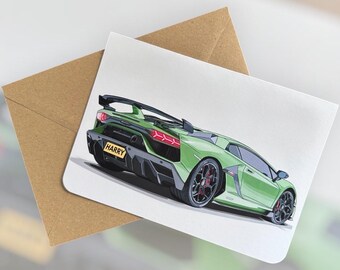 Tarjeta de cumpleaños personalizada de superdeportivo Tarjeta de cumpleaños de Avendator Tarjeta de cumpleaños personalizada Regalo para amante de los coches Regalo para un amigo