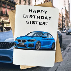 Personalisierte Auto Geburtstagskarte Auto-Liebhaber-Geburtstagskarte Individuelle Auto-Geburtstagskarte Sportwagen-Geburtstagskarte Geschenk für Ihn Geschenk für Schwester