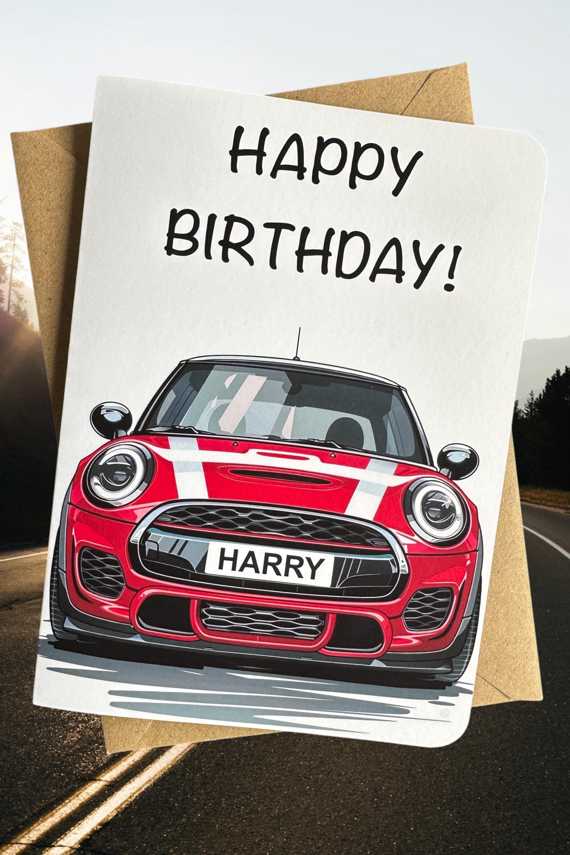 Personalised JCW Mini Cooper Birthday Card Mini Cooper Birthday