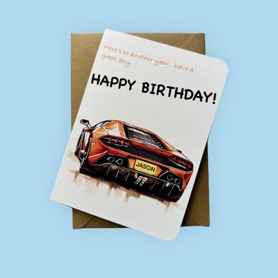 Personalised Lamborghini Aventador Birthday Card Supercar Birthday