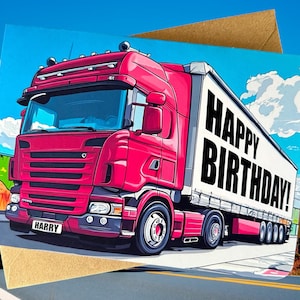 Carte d'anniversaire personnalisée pour camion Carte d'anniversaire pour camionneur Carte d'anniversaire personnalisée pour chauffeur de camion Cadeau pour ami Cadeau pour chauffeur de poids lourd