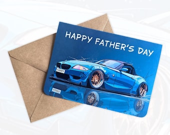 Tarjeta personalizada para el Día del Padre con diseño de coche deportivo Z4 Tarjeta personalizada para el Día del Padre Regalo para amantes de los coches Regalo para amigos