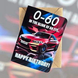 Gepersonaliseerde auto verjaardagskaart BMW M2 verjaardagskaart autoliefhebber verjaardagskaart cadeau voor auto vriend cadeau voor collega Aangepaste verjaardagskaart