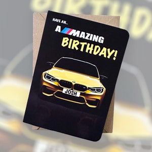 Gepersonaliseerde auto verjaardagskaart Sportwagen verjaardagskaart BMW M3 verjaardagskaart Cadeau voor autoliefhebber Cadeau voor vriend Aangepaste verjaardagskaart