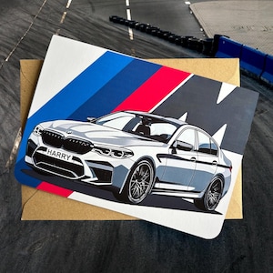 Cartão de aniversário de carro personalizado Cartão de aniversário BMW M5 Cartão de aniversário para amantes de carros Presente para amantes de carros em seu aniversário Presente personalizado para ele