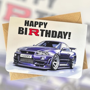 Personalisierte Registrierungs-Platte Geburtstagskarte Japanische Sportwagen-Geburtstags-Karte Geschenk-Ideen für Auto-Liebhaber Geschenk für Mitarbeiter Angepasstes Geschenk