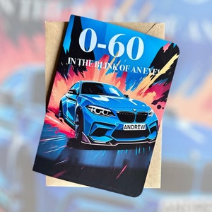 Gepersonaliseerde verjaardagskaart Sportwagen verjaardagskaart BMW verjaardagskaart Cadeau voor autoliefhebber Cadeau voor vriend Gepersonaliseerde cadeau BMW M2-kaart