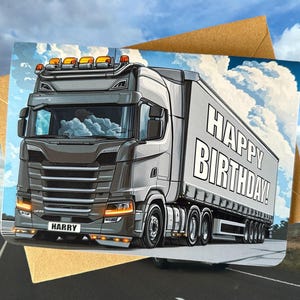 Biglietto di auguri di compleanno personalizzato per camion Biglietto di auguri di compleanno per camionista Biglietto di auguri di compleanno personalizzato Regalo per camionista Regalo per amico Regalo per autista di camion