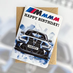 Personalised Sports Car Registration Plate Birthday Card Customise Number Plate Birthday Card G80 BMW M3 Birthday Card Gift For Car Lover