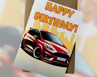 Personalised Car Birthday Card Car Enthusiast Birthday Card Car Lover Birthday Card Ford Fiesta Birthday Card Gift For Car Lover Petrol Head