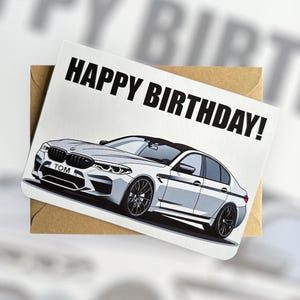 BMW M5 Geburtstagskarte mit Passepartout und Passepartout Geburtstagskarte für Autoliebhaber