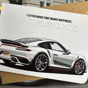 Gepersonaliseerde sportwagenverjaardagskaart Gepersonaliseerde Supercar-verjaardagskaart Verjaardagskaart autoliefhebber Cadeau voor vriend Cadeau voor vriend Car Mad