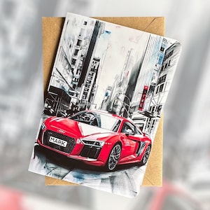 Personalised Audi R8 V10+ Birthday Card Audi Birthday Card R8 Birthday Card Personalised Gift Car Lover Birthday Card Supercar Birthday Card