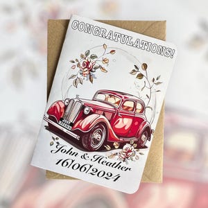 Carte de mariage personnalisée en voiture vintage Carte de mariage Just Married