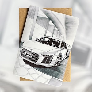 Personalised Registration Audi R8 V10+ Birthday Card Audi Birthday Card R8 Birthday Card Car Birthday Card Personalised Gift For Car Lover