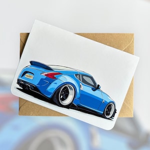 Carte d'anniversaire voiture de sport Nissan 370z Carte d'anniversaire pour amoureux des voitures Carte d'anniversaire voiture de sport impression cadeau pour amateur de voitures cadeau personnalisé pour lui
