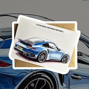 Spersonalizowana karta urodzinowa Porsche Spersonalizowana karta urodzinowa z samochodem sportowym Karta urodzinowa Porsche 911 Karta urodzinowa dla miłośnika samochodów Prezent urodzinowy dla miłośnika samochodów