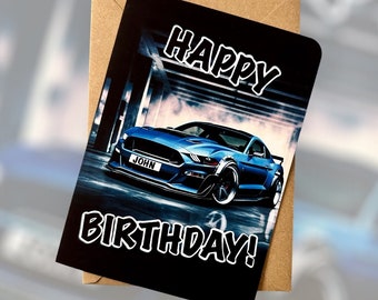 Personalised Registration Ford Mustang Birthday Card Personalised Number Plate Birthday Card Ford Mustang Birthday Card Muscle Car