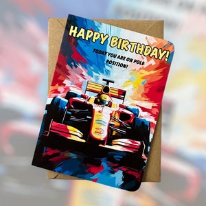 Formule 1-verjaardagskaart Racewagen verjaardagskaart F1-verjaardagskaart Raceauto verjaardagskaart Formule 1-liefhebber verjaardagskaart