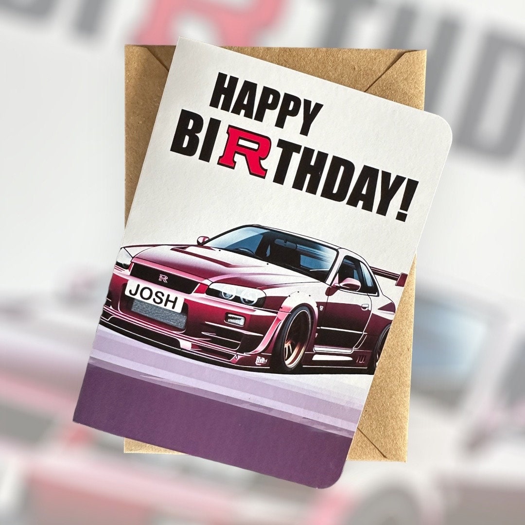 Personalised Nissan Skyline GT-R R34 Birthday Card Nissan Skyline