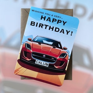 Gepersonaliseerde registratie Jaguar F-Type verjaardagskaart Aangepaste Jag F-Type verjaardagskaart F-Type verjaardagskaart Autoliefhebber verjaardagskaart