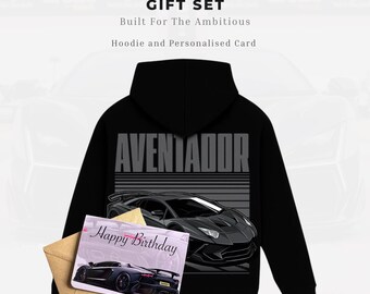 Set de regalo personalizado para coche Sudadera con capucha Tarjeta estampada Regalo de supercoche Sudadera con capucha Avendora Set de regalo Sudadera con capucha personalizada para coche Regalo de cumpleaños para él Regalo para amante de los coches