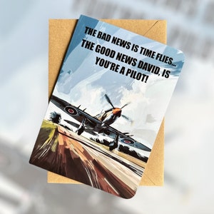Personalised Spitfire Aeroplane Birthday Card War Aeroplane Birthday Card Aviation Birthday Card Gift for Pilot Gift for Friend War Plane