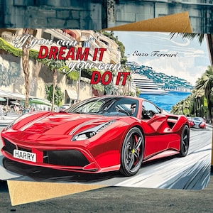 Carte d'anniversaire personnalisée Supercar, carte d'anniversaire pour amateur de voiture, carte d'anniversaire personnalisée pour voiture, cadeau pour voiture, carte d'anniversaire motivante, ami fou