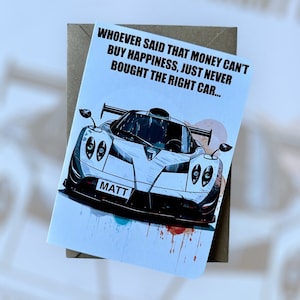 Gepersonaliseerde Supercar-verjaardagskaart Aangepaste verjaardagskaart Racewagenverjaardagskaart Grappige verjaardagskaart Autoliefhebber Humor Verjaardagskaart Zonda