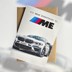 Carte d'anniversaire personnalisée BMW M5 Carte d'anniversaire BMW carte d'anniversaire pour amateur de voitures Cadeau pour amateur de voitures Cadeau personnalisé pour lui BMW M5