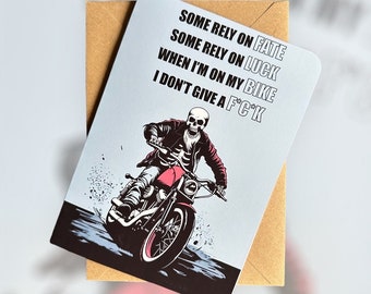 Motorcyclist Enthusiast Birthday Card Motorbike Birthday Card Skeleton Biker Birthday Card Harley Davidson Motorcycle Birthday Card