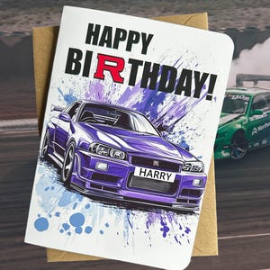Biglietto di auguri di compleanno personalizzato per auto Biglietto di auguri di compleanno per auto sportiva giapponese Biglietto di auguri di compleanno per amanti delle auto Regalo per collega Regalo per amico pazzo per le auto