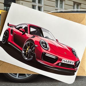 Cartão de aniversário de carro esportivo personalizado Cartão de aniversário de carro esportivo personalizado Cartão de aniversário para amantes de carros Presente para amantes de carros Presente para amigos
