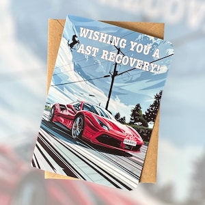 Carte Get Well personnalisée Ferrari 488 Get Well Carte Ferrari 488 Get Well personnalisée Carte Get Well Ferrari pour amoureux de la voiture Carte Get Well cadeau pour amateur de voiture
