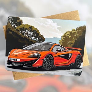 Idées-cadeaux personnalisées de cartes d'anniversaire de supercar pour les amateurs de voiture Carte d'anniversaire personnalisée de voiture de sport pour un collègue