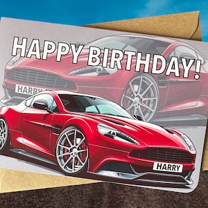 Carte d'anniversaire personnalisée de voiture de sport Carte d'anniversaire de voiture cadeau pour amateur de voiture cadeau pour ami cadeau pour voiture ami fou Cadeau personnalisé