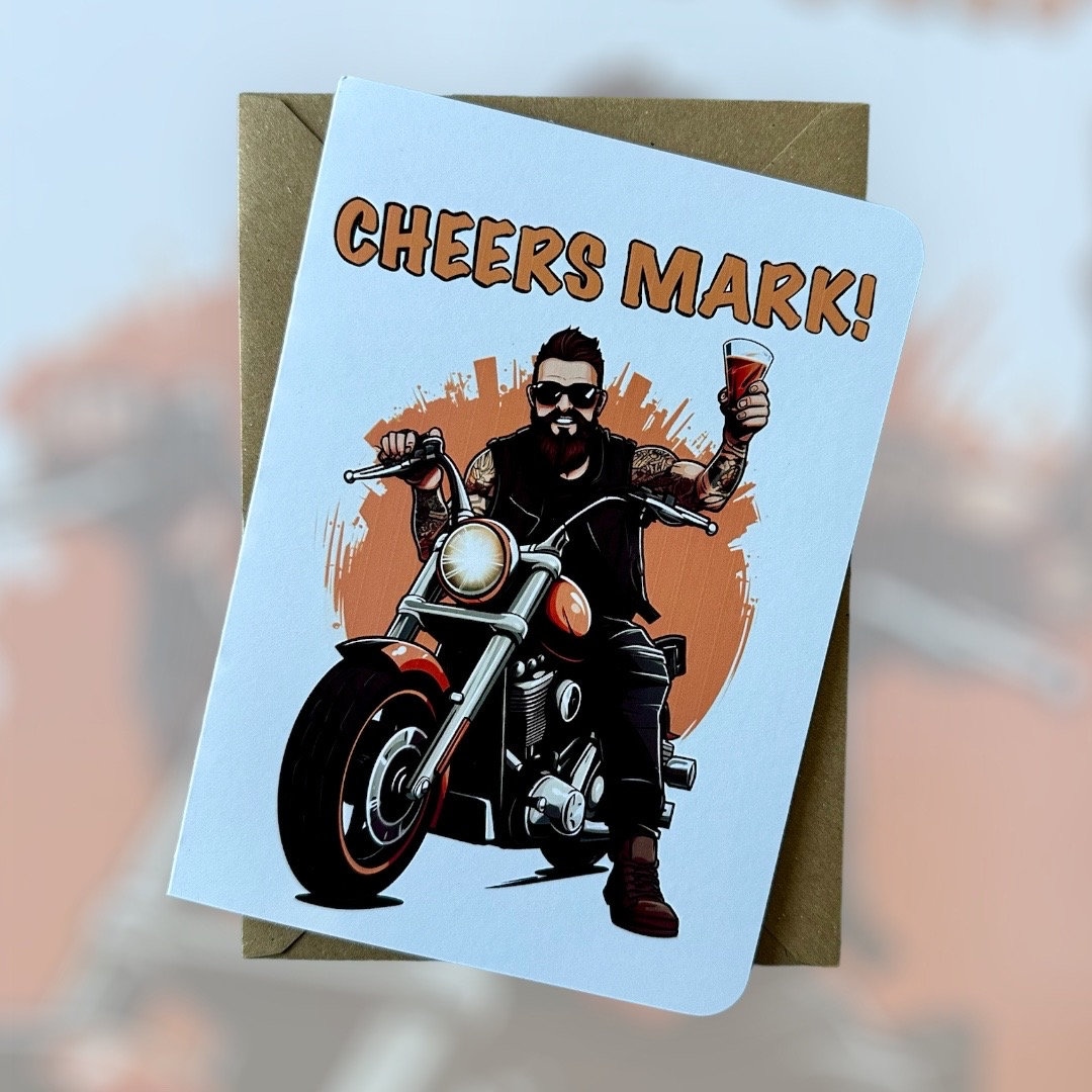 Biglietto Di Compleanno Per Papà Con Motocicletta Harley Davidson – Elegante Card Da Uomo, Prodotto In Inghilterra - 3