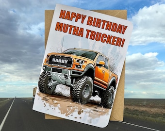 Personalized 4x4 Pick-Up Truck Birthday Card Pick-Up Truck Lover Birthday Card Customized 4x4 Birthday Card Gift for Friend Gift for Trucker