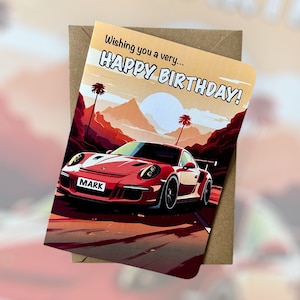 Personalisierte Registrierung Porsche Geburtstagskarte Sportwagen Geburtstagskarte Auto Geburtstagskarte Auto-Liebhaber Geburtstagskarte Geschenk für Auto-Liebhaber