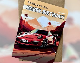 Personalised Registration Porsche Birthday Card Sports Car Birthday Card Car Birthday Card Car Lover Birthday Card Gift For Car Lover