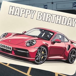 Personalisierte Sportwagen Geburtstagskarte Auto-Liebhaber Geburtstagskarte Individuelle Porsche 911 Geburtstagskarte Geschenk für Autoliebhaber Geburtstagskarte für Ihn