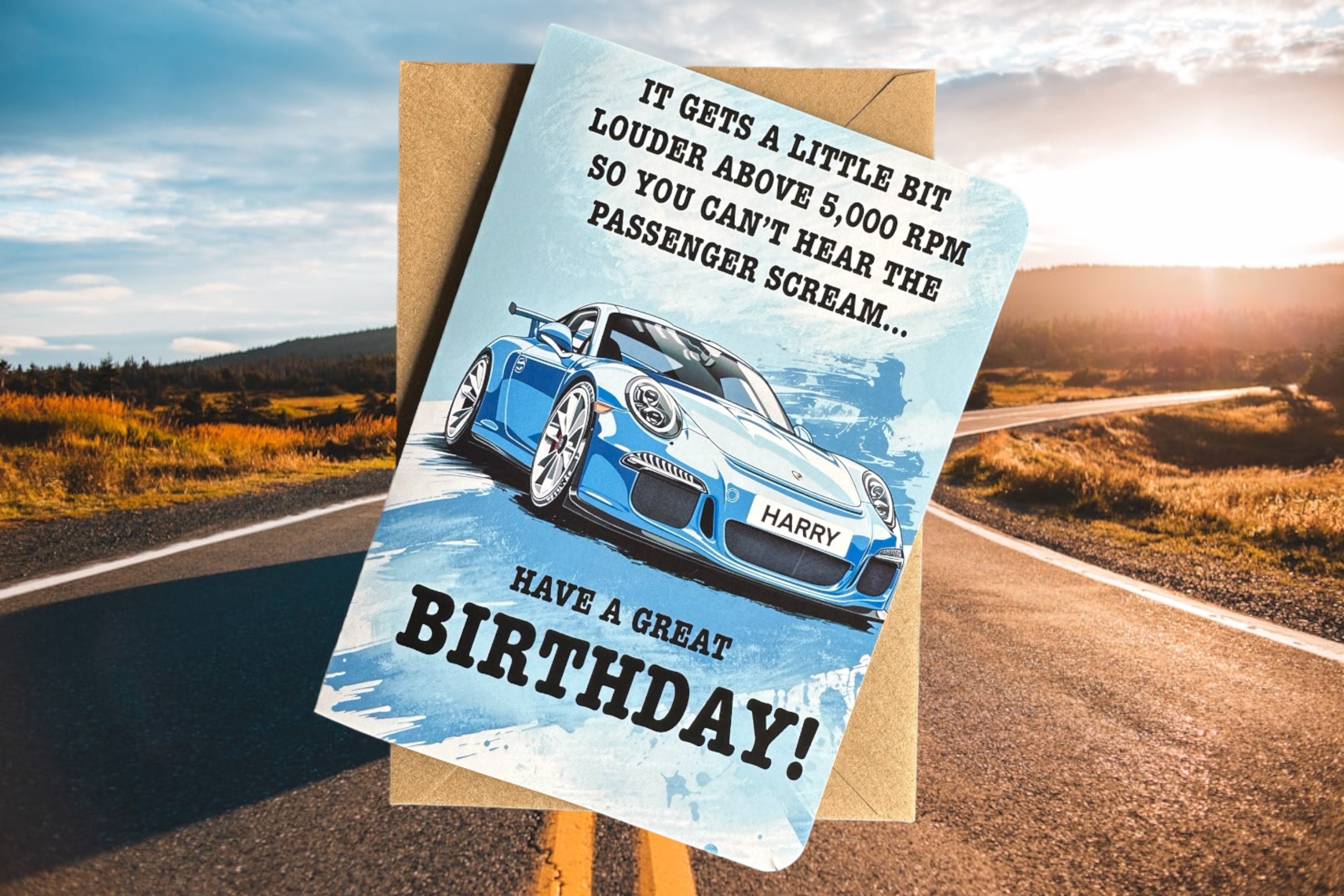 Porsche 911 GT3 RS Personalised Registration Birthday Card for Him