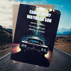 Spectacle surnaturel carte de joyeux anniversaire La carte d'anniversaire des Winchesters Carte d'anniversaire de fan surnaturel 1967 Chevrolet Impala porter mon fils capricieux