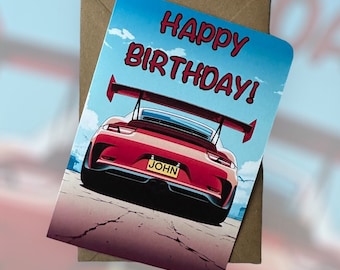 Personalised Registration Porsche 911 GT3 RS Birthday Card Porsche 911 Birthday Card Porsche Birthday Card Car Lover Birthday Card Porsche